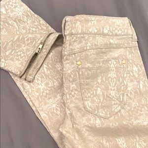 Beige / Golden shimmery zip ankle pants